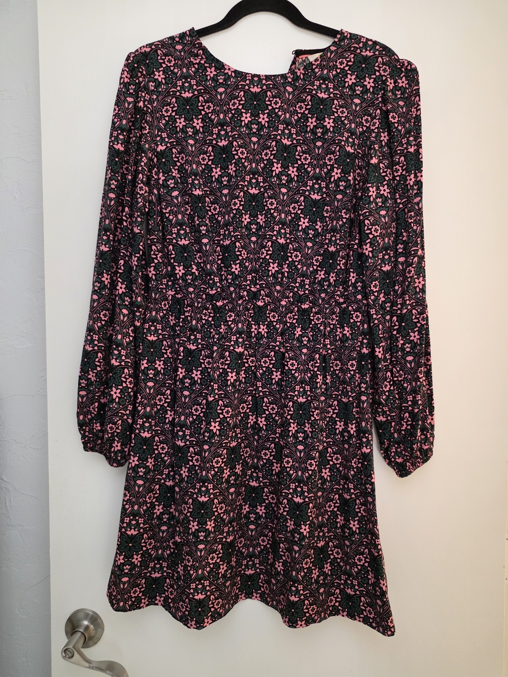 BODEN Long-Sleeve Pink Floral Fit-and-Flare Dress NWT
